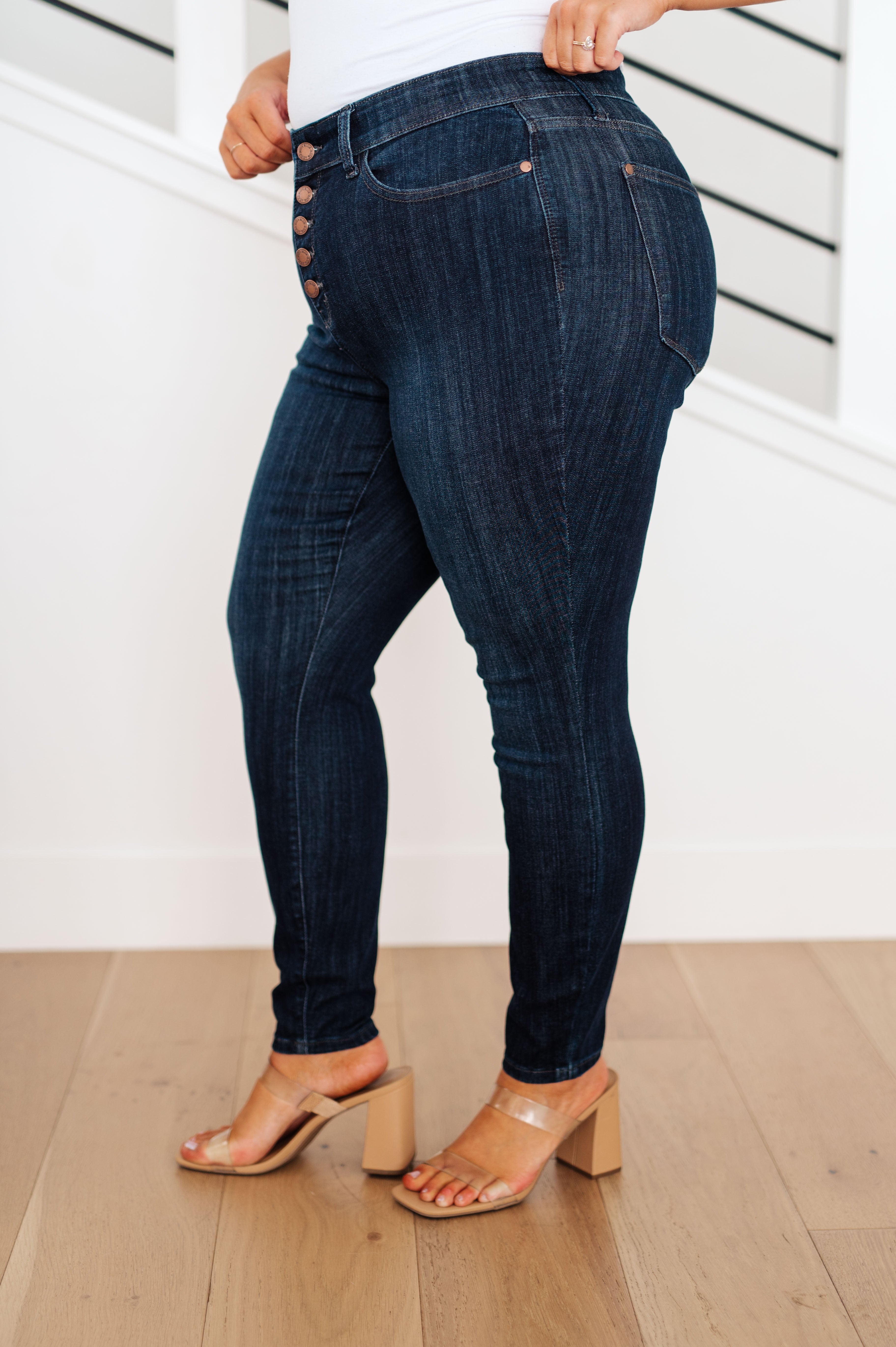 JUDY BLUE Celecia High Waist Hand Sanded Resin Skinny Jeans-Jeans-Krush Kandy, Women's Online Fashion Boutique Located in Phoenix, Arizona (Scottsdale Area)