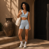 V Neck Scallop Sports Bra