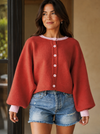 Autumn Romance Rust Button Front Cardigan