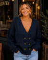 Cable Society Double-Breasted Knit Cardigan