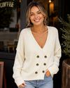 Cable Society Double-Breasted Knit Cardigan