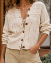 Sunday Stroll Button Front Cable Knit Cardigan