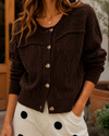 Sunday Stroll Button Front Cable Knit Cardigan