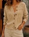 Sunday Stroll Button Front Cable Knit Cardigan