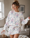 Petal Notes Floral Bow Sweatshirt & Skort Set