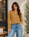 Sunday Edit Ribbed Henley Knit Sweater