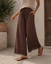 Boho Breeze Lace Hem Wide Leg Pants