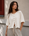 Relaxed Linen Blend Button Front Cardigan
