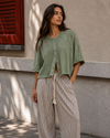 Relaxed Linen Blend Button Front Cardigan