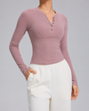 LuxeEase Ribbed Henley Modal Top