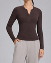 LuxeEase Ribbed Henley Modal Top