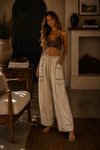 Contrast Stitch Wide Leg Lounge Pants