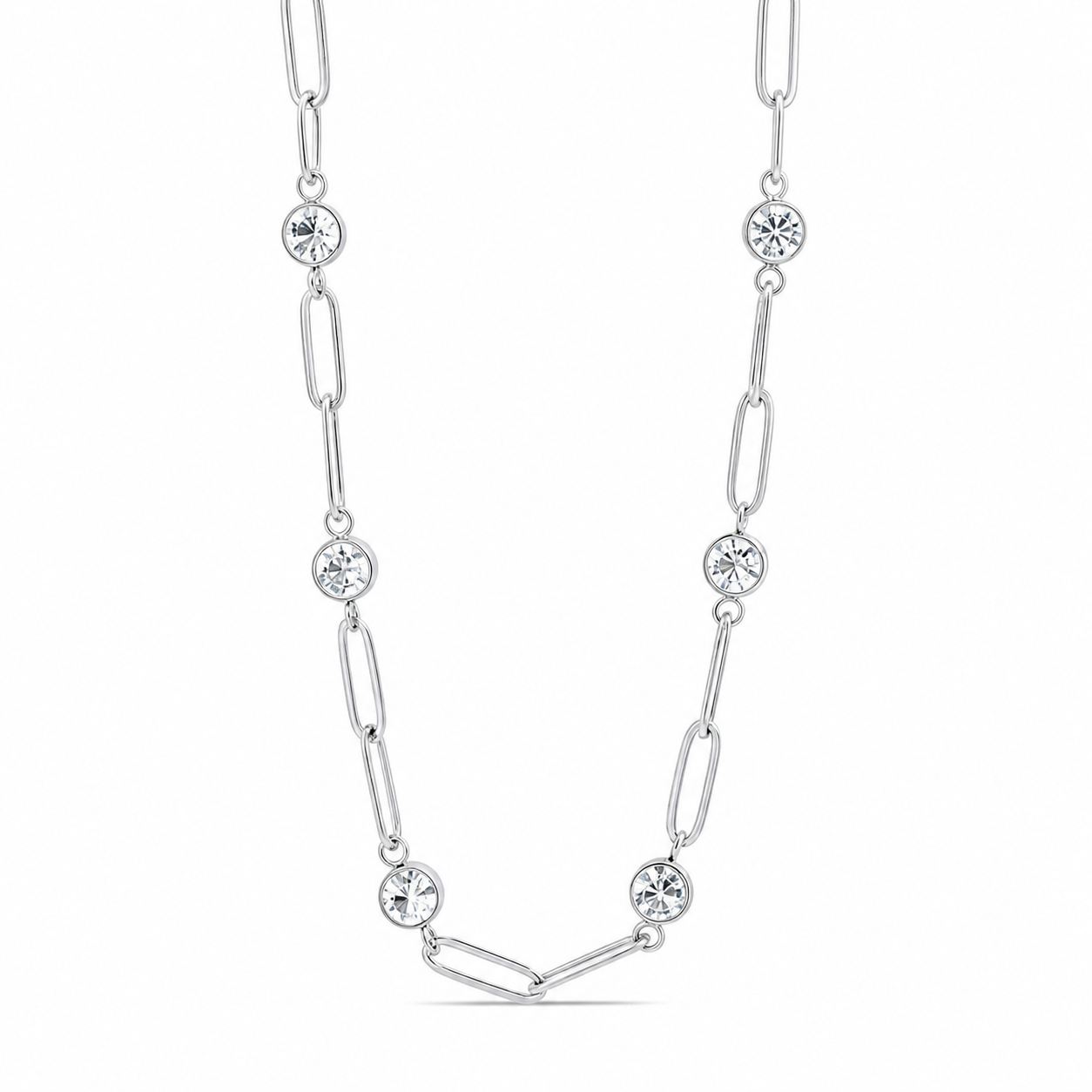Golden Radiance Crystal Link Necklace