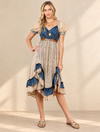 Boho Denim Patchwork Midi Dress