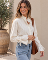 Poetic Details Ruffle-Collar Tie-Cuff Blouse