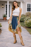 Western Boho Chic: Patchwork Midi Skirt