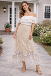 Floral Print Trimmed Maxi Lace Skirt