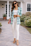 Plaid Open Front Blazer