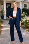 Satin Ruched Cuff Blazer Jacket