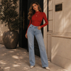 Red Fitted Long Sleeve Top