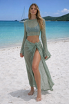Crochet Tie Front Top & Maxi Skirt Set