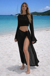 Crochet Tie Front Top & Maxi Skirt Set