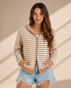 Easy Does It Striped Zip Front Cardigan