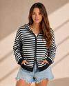 Easy Does It Striped Zip Front Cardigan