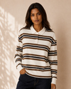 Classic Stripe Half Zip Polo Top