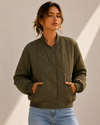 Evergreen Quilted Bomber Jacket
