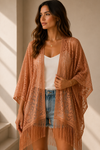Flower Embroidered Sheer Kimono