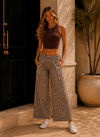 Picnic Day Drawstring Pocket Palazzo Pants