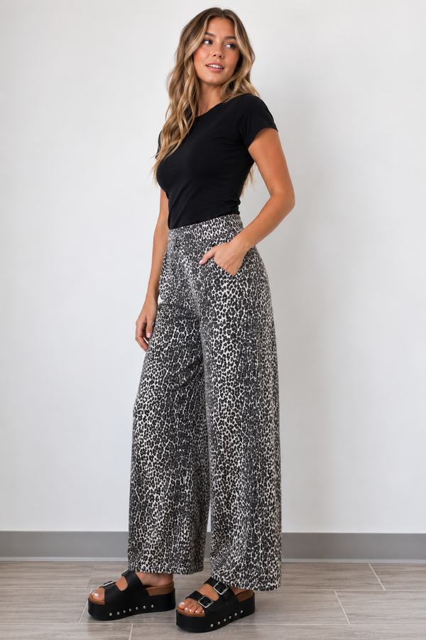Leopard Print High Waist Barrel Jeans