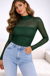 Red Fitted Long Sleeve Top