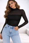 Red Fitted Long Sleeve Top