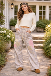 Twill Denim Patchwork Straight Pants