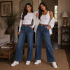 Cropped High Rise Wide Leg Jeans