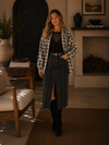 Gingham Sequin Pocket Sherpa Lined Jacket