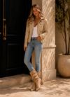Faux Leather Hooded Zip-Up Jacket