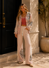 POL Balloon Sleeve Floral Thermal Jacket
