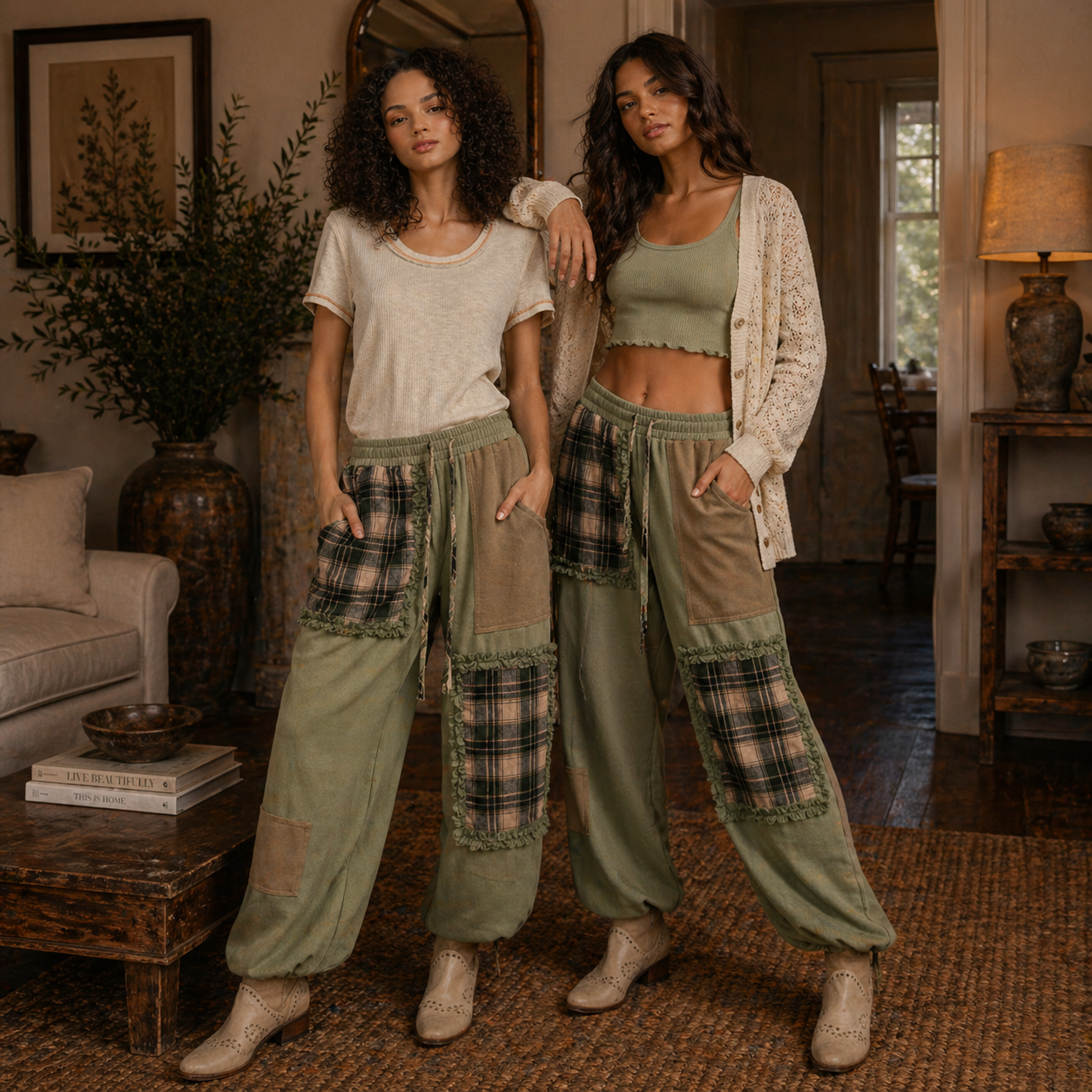 Patchwork Plaid Jogger Pants – Matcha Green & Charcoal | Krush Patchwork Plaid Jogger Pants – Matcha Green & Charcoal | Krush