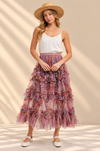 Floral Ruffled Mesh Midi Skirt