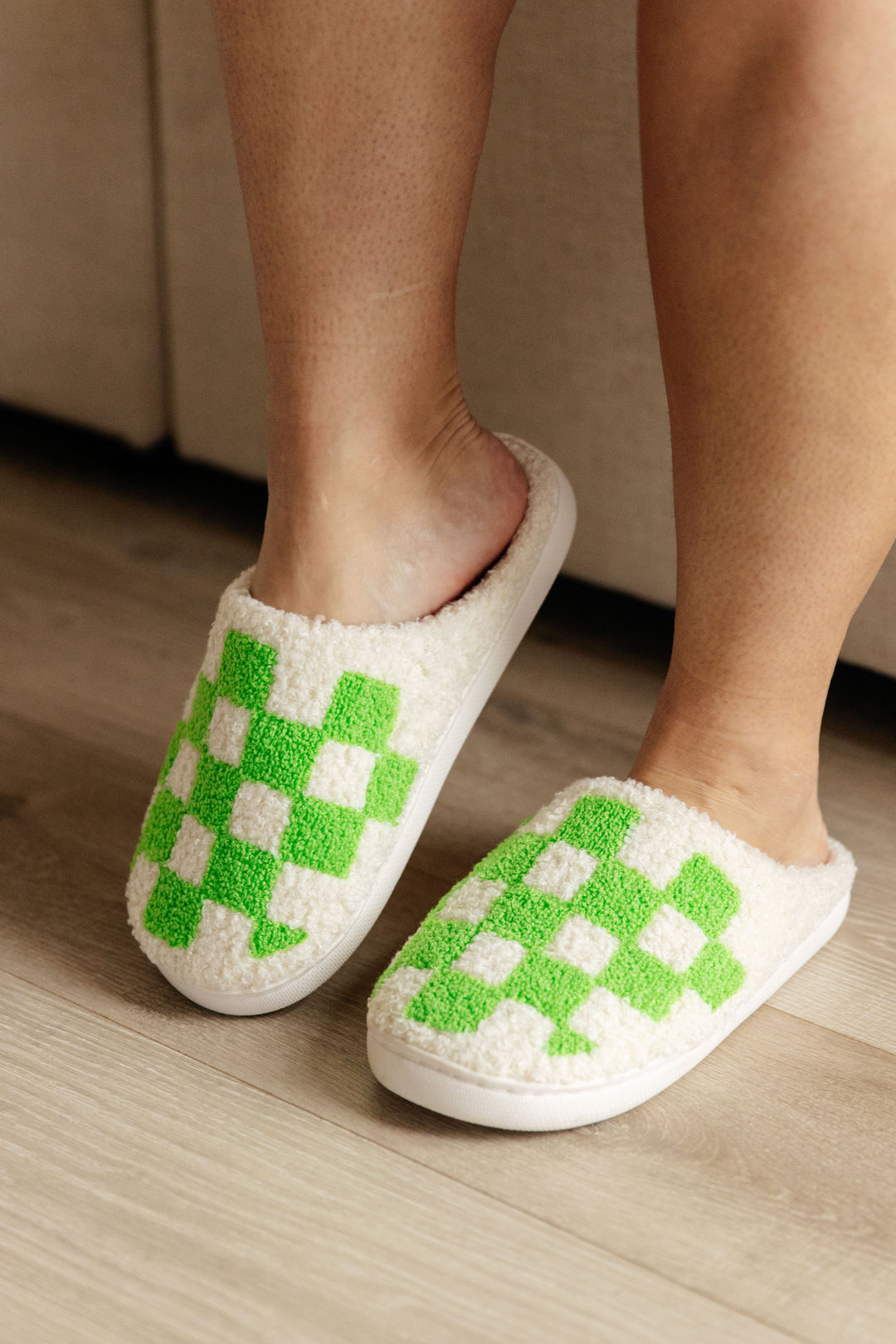 Checked Out Slippers in Green-Slippers-Krush Kandy, Women's Online Fashion Boutique Located in Phoenix, Arizona (Scottsdale Area)