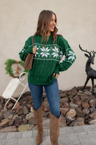 Vintage Snowflake Cable Knit Sweater-Sweaters-Krush Kandy, Women's Online Fashion Boutique Located in Phoenix, Arizona (Scottsdale Area)