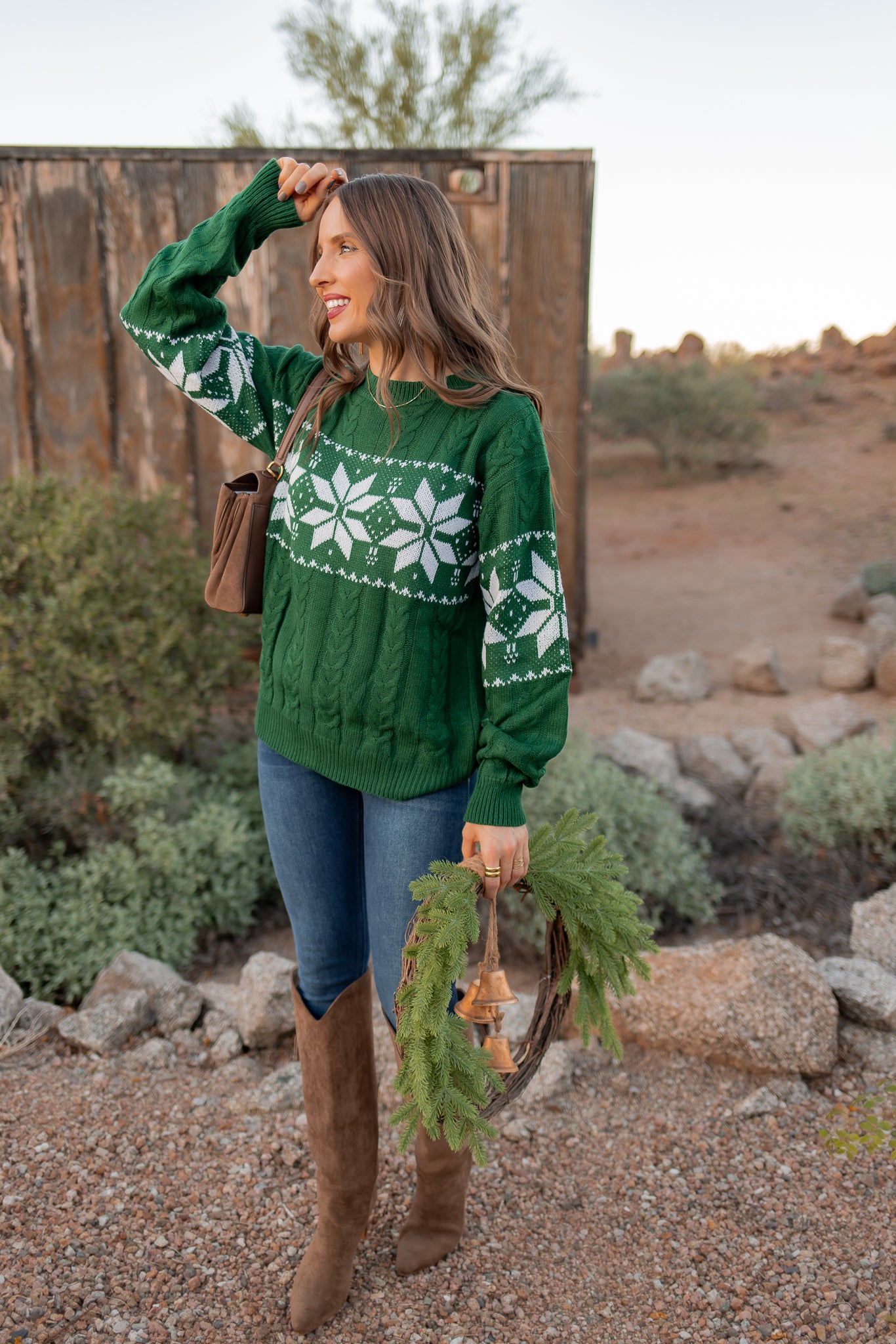 Vintage Snowflake Cable Knit Sweater-Sweaters-Krush Kandy, Women's Online Fashion Boutique Located in Phoenix, Arizona (Scottsdale Area)