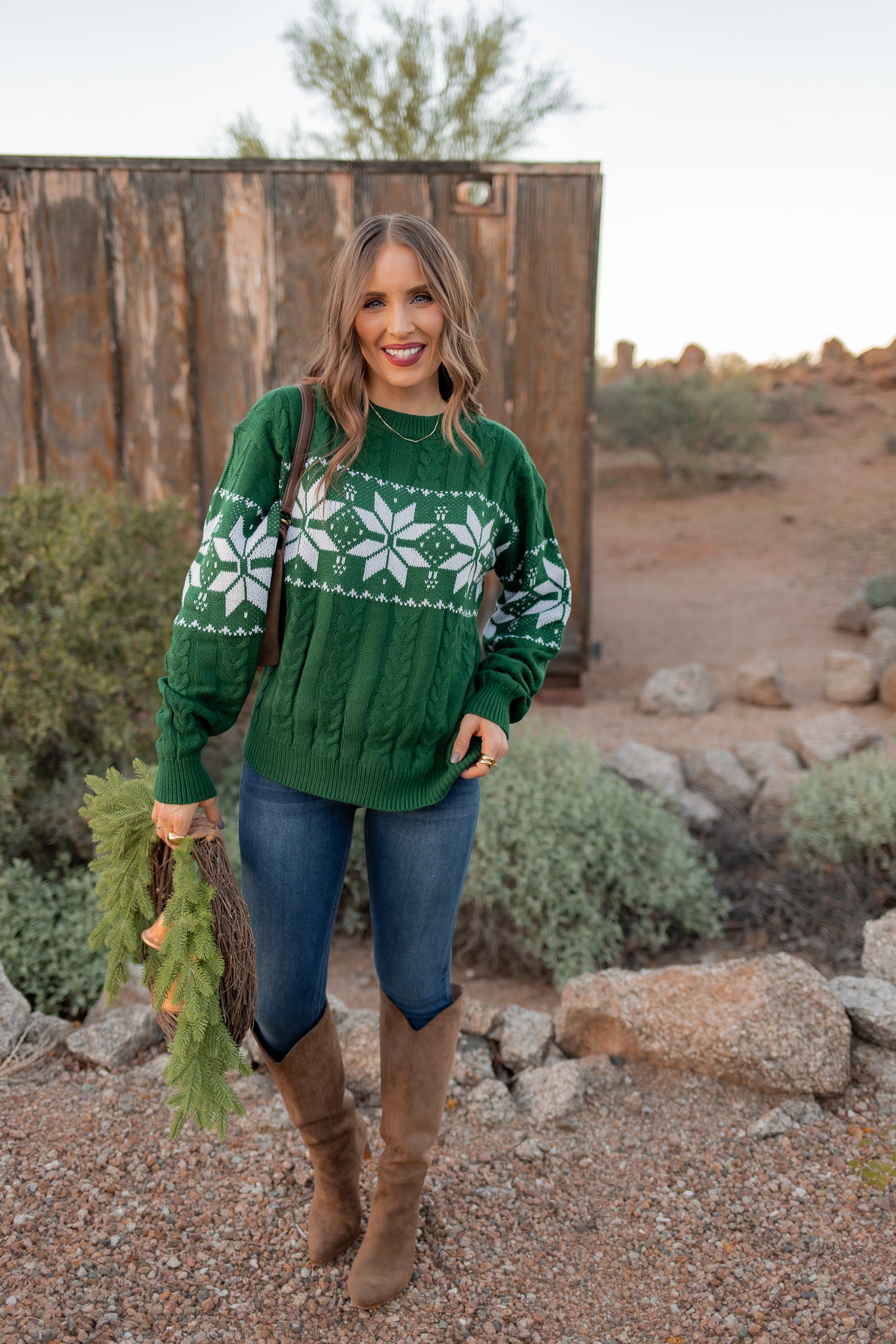 Vintage Snowflake Cable Knit Sweater-Sweaters-Krush Kandy, Women's Online Fashion Boutique Located in Phoenix, Arizona (Scottsdale Area)