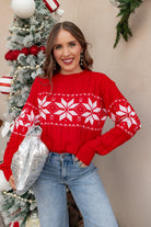 Vintage Snowflake Cable Knit Sweater-Sweaters-Krush Kandy, Women's Online Fashion Boutique Located in Phoenix, Arizona (Scottsdale Area)