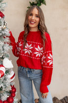 Vintage Snowflake Cable Knit Sweater-Sweaters-Krush Kandy, Women's Online Fashion Boutique Located in Phoenix, Arizona (Scottsdale Area)