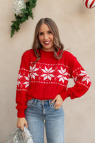 Vintage Snowflake Cable Knit Sweater-Sweaters-Krush Kandy, Women's Online Fashion Boutique Located in Phoenix, Arizona (Scottsdale Area)