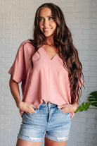 Contrary to Popular Belief V-Neck Blouse-Short Sleeve Tops-Krush Kandy, Women's Online Fashion Boutique Located in Phoenix, Arizona (Scottsdale Area)